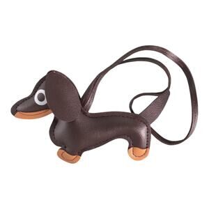 Dachshund Bag Charm Keychain Faux Leather Dog Mom Y2K Cottagecore Chocolate NWOT